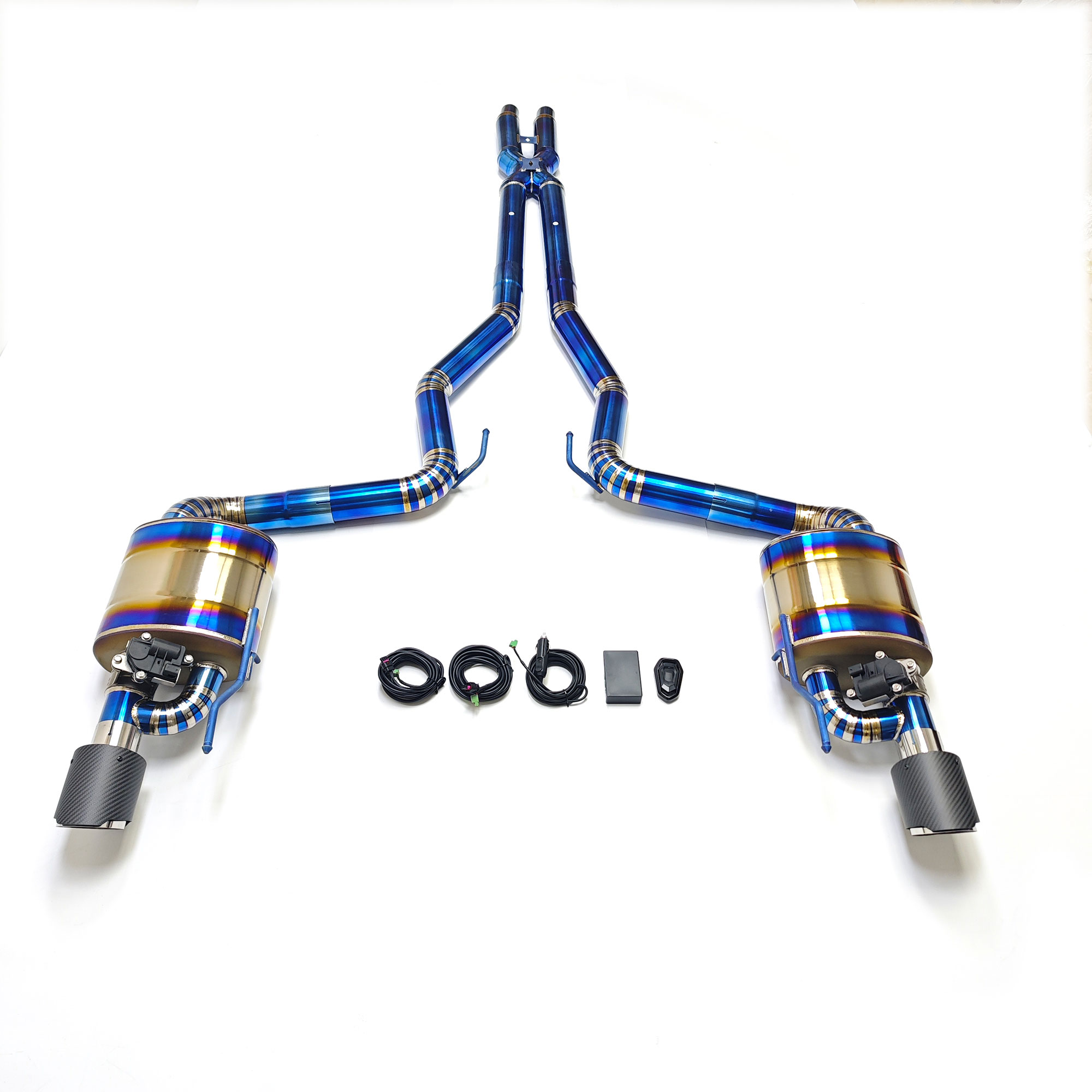 web3 CYT High Flow Exhaust System for Ford Mustang GT 5.0L V8 catback Titanium Racing Grade pipe X pipe with Valve Dual single exit - Image 1